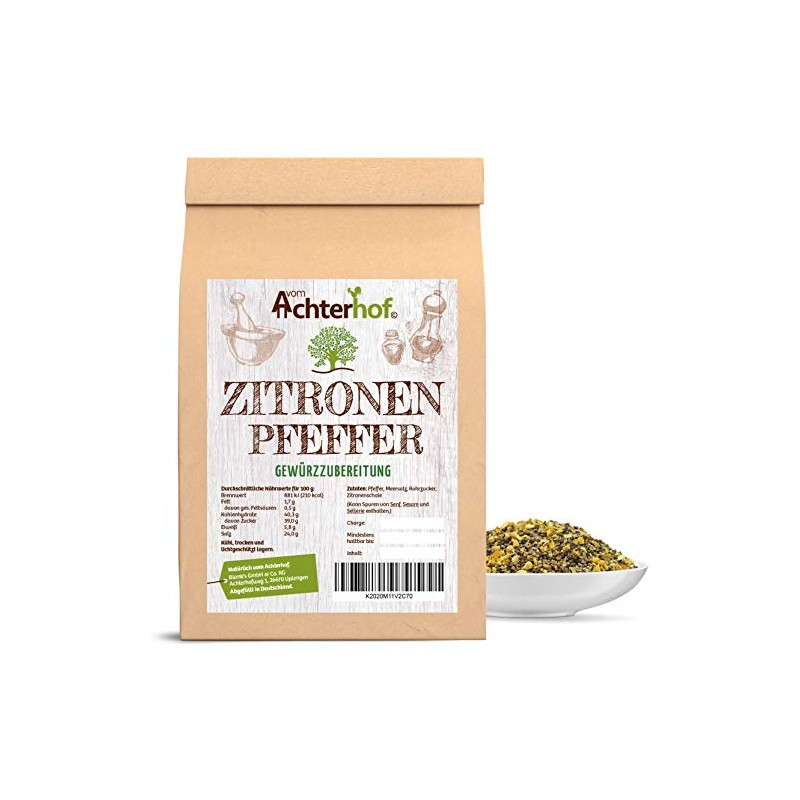 Lemon Pepper Coarse 250 g Suitable for Pepper Mill Spice