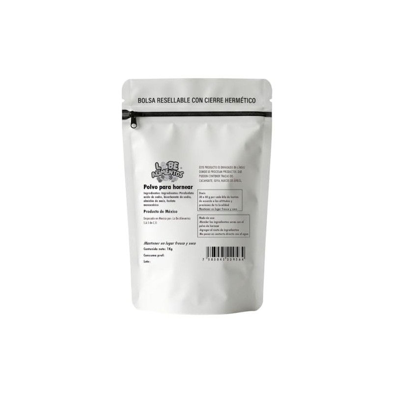 Polvo para hornear doble accion sin aluminio 250 gr