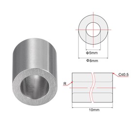 sourcing map Sleeve Bearings 5mmx8mmx10mm Chrome Steel Oilless Bushing 2pcs
