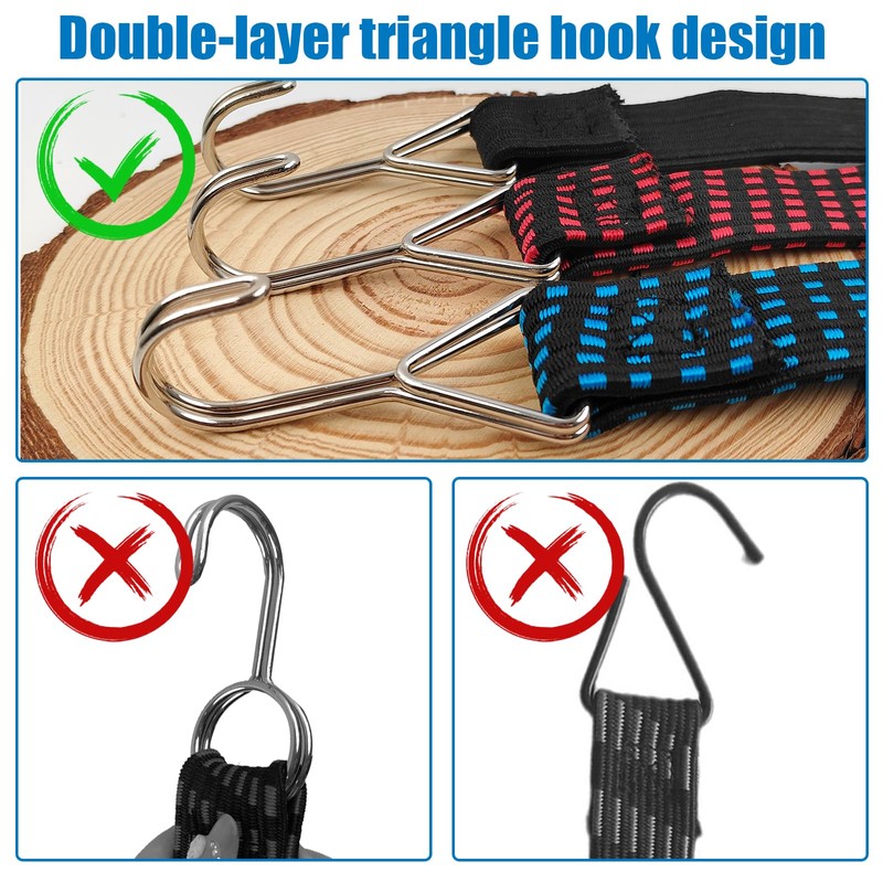 Realjoy 6 Pcs Bungee Cords with Hooks,0.5m+1m Elastic Bungee Straps,Heavy