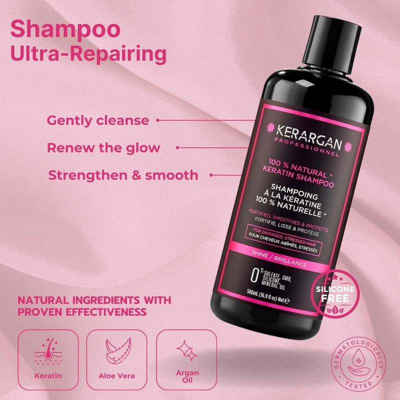 KERARGAN ULTRA REPAIR KERATIN SHAMPOO & CONDITIONER DUO 2X16.9OZ DAMAGED