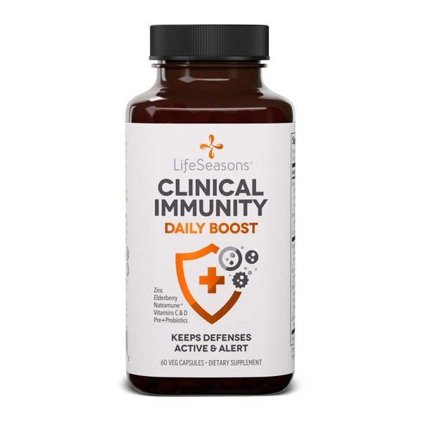 Life Seasons Clinical Immunity - Daily Boost - Immune System Booster - Maintain Active and Alert Immune Cells - Everyday Health Formula - Black Elderberry & Pre+Probiotics - 60 Capsules