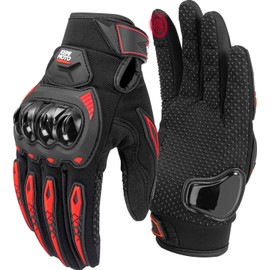 KEMIMOTO Motorcycle Gloves for Men, Touchscreen Riding Gloves with Shell, Anti-Slip for Motorbike, Dirtbike, Racing, Cycling, Dirt Bike, ATV, UTV, Motocross, Camping, Hiking (Red.Medium)