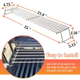 KATEEDY Warming Rack for Weber Spirit I & GS4 Spirit II 300 Series, with Up Front Control, Stainless Steel Rack BBQ Accessory 7641 Grill Upper Rack for Weber Genesis Silver Gold B/C Grill, 23.8 Inch