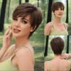 Pelucas De Cabello Natural Para Mujer Pelucas Cortas Marrón