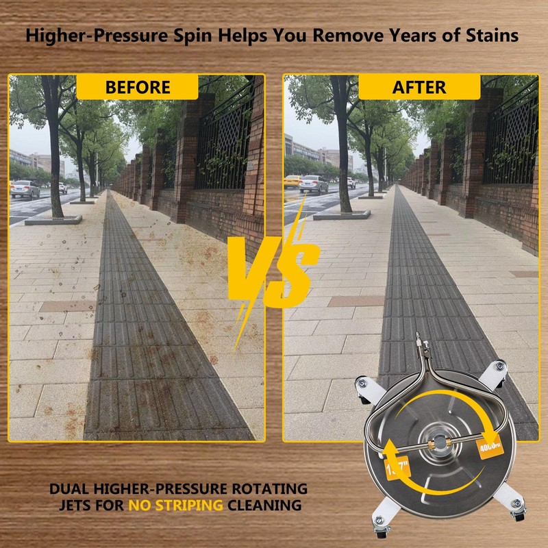 OCPTY 13.7" Pressure Washer Surface Cleaner with 4 Wheels 1/4"
