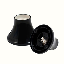 HALOTEC | Pack of 2 E27 Lamp Base Black with Straight Base | Wall Lamp Socket | Ideal for Lighting Projects | High Quality and Durability | Easy Installation and Handling