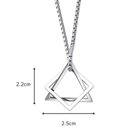 PRIVIE Necklace, Silver, Cross Border, Geometric Triangle, Square, Combination, Titanium, Steel, Hip Hop, Men's, Trendy, Cool, Simple, Pendant Accessory, Cool, Korean Gift