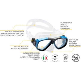 Cressi Focus & Supernova Dry Mask & Snorkel Kits, Clear/Blue