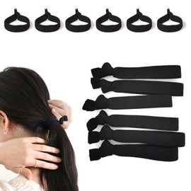 Fuyunohi Hair Elastics, Black, Non-Tracing, 6 Piece Set, Hair Clip, Hair, Rubber, Korean Style, Simple, High Elasticity, Ponytail Rubber, Thick, Fashionable Hair Elastic, For Adults, Elegant, Everyday Use, Work or School, Exercise, Unisex