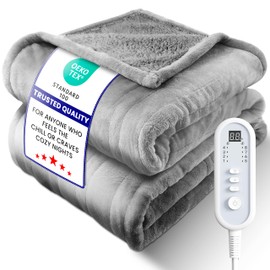 LEERUN Heated Blanket Electric Throw, Ultra‑Cozy Premium Flannel & Sherpa, Fast Even Heat Distribution & Stable Temp, 1–8H Auto‑Off, 8 Temps (86–125.6°F), Overheat Protection, Ideal Gifts for Grandma