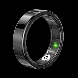 Hyprliving Smart Ring with App Control Remote Fitness Sleep Tracker Heart Rate Monitor Touch Screen Lighting Steel Ceramic Casecolor: Gold, size: 10#, model number: SR09