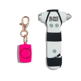 BLINGSTING Safety Alarm & Car Escape Hammer, 125 db Siren & LED Light, Emergency Window Breaker, Belt Cutter & Visor Strap
