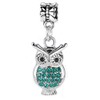 LaBenie Dangle Turquoise Green Crystal Owl Charm