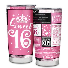 ZAHUOMUG Sweet 16 Gifts for Girls Tumbler,16th Birthday Gifts for 16 Year Old Girl,Teen Girl,16th Birthday Decorations,Coffee Cup 20oz
