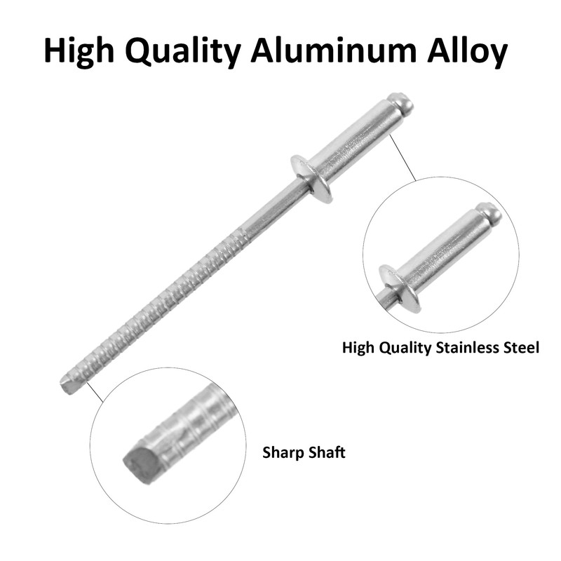 bociloy 100PCS 1/8" x 2/5" Stainless Steel Blind Rivets, Stainless