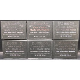 San Francisco Soap Company 6 Pk Hair + Body Man Bar Mini Bar Soap Ebony Wood & Coffee Fragrance 4oz Ea New