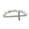 Elosee Sideways Curved Cross Stretch Bracelet (Cream)