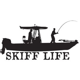 T-Top Center Console Fishing Boat Decal Boat Stickers Black Skiff Life