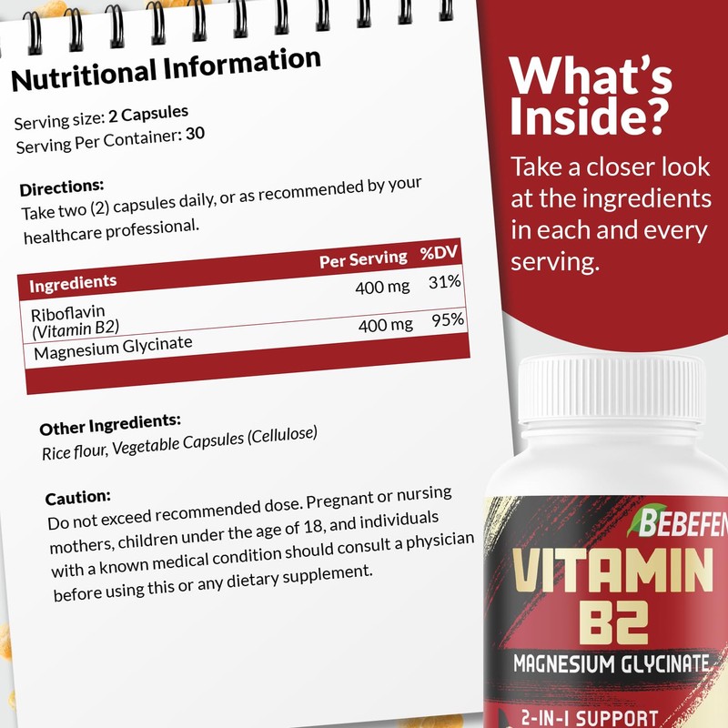 1000mg Pure Naturals Vitamin B2 (Riboflavin) Supplement with Magnesium Glycinate