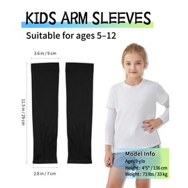 VNLEXMC 6 Pairs Arm Sleeves for Kids – Sun Protection Cooling Sleeves for Boys,Girls & Youth,Compression Arm Sleeve for Sports,Running,Baseball,Gaming,Gardening(Black+White+Grey+Pink+Blue+Yellow)