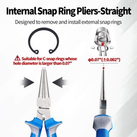 SPEEDWOX Circlip Pliers Internal Snap Ring Pliers with Straight Jaw 7 Inch Retaining Ring Plier Precision C Clip Pliers Fixed Tip Comfort TPR Handles