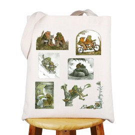 WZMPA Frog & Toad Themed Tote Bag Cottagecore Aesthetic Frog Lover Gift Frog & Toad Sketch Grocery Bag For Storybook Fans, Frog & Toad Tg, Large