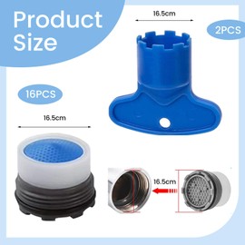 AstraGlam 16 Piece Tap Strainer Set, Aerator M16.5, Aerators for Taps, M16.5 for Aerator with 2 Mixing Nozzle Keys, Plastic Tap Strainer Insert, for Bathroom, Kitchen