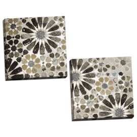 Gango Home Decor Contemporary Alhambra Tile II & III Neutral by Sue Schlabach (Ready to Hang); Two 12x12in Hand-Stretched Canvases