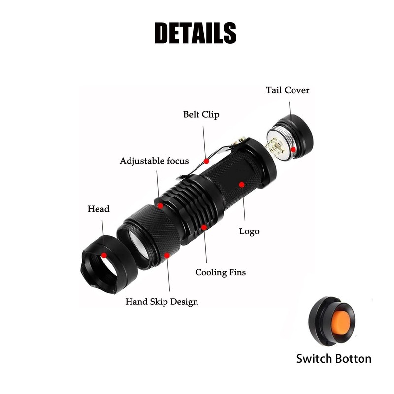 ZYUNMALL Red Light Flashlight, Single Mode Mini LED Flashlight for