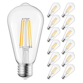 Brightown Edison Light Bulbs 6 Watt, 12 Packs Clear Bulbs Warm Yellowish Light E26 Base Non-Dimmable Light Bulbs for Vintage Style Home Decoration Light Bulbs