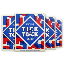 Tick Tock Decaf Tea Bags (4x80 Decaf Teabags), Rich & Robust Tasty Decaf Black Tea, Biodegradable Tea Bags Bulk (Total of 320 Tea Bags)