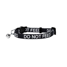 LARRYROO Cat Collar With DO NOT FEED Print - Soft Nylon & Safety Release Buckle (Black)