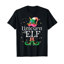 Unicorn Elf Shirt Girls Women Funny Matching Christmas Elf T-Shirt