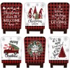 FuWeave 6 Pcs Christmas Chair Covers Red Black Buffalo Plaid