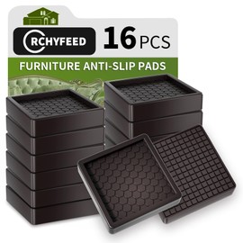 RCHYFEED Feet Protector Pad, Pack of 16 Furniture Gliders, 5 cm, Non-Slip Pads for Furniture Castors, Ideal Non-Slip Rubber, Ideal for Tile Floors, Non-Slip Pads for Furniture and Items (Brown Square)