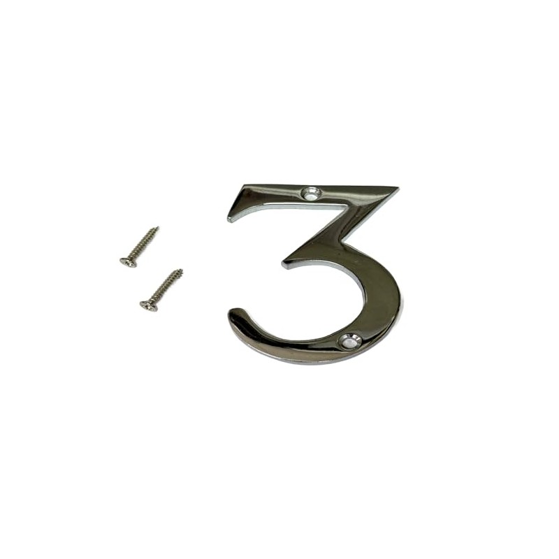 3 Inch Polished Chrome Screw-On Number 3 – House Door