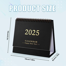 Desk Calendar, 2024-2025 Desk Calendar 7.48x6.3 Inch Academic Year Standing Flip Calendar Running from July 2024 to December 2025 for School Office Home (Black)
