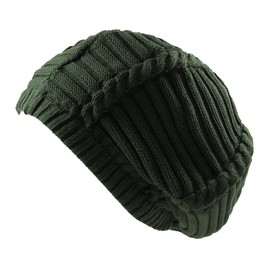 RW 100% Cotton Classic Rasta Slouchy Ribbed Beanie Hats (Olive Green)