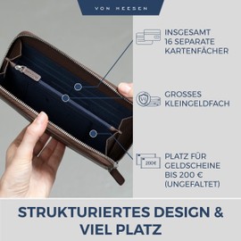 VON HEESEN Leather Wallet with RFID Protection - Wallet for Men and Women Made of Genuine Leather - Wallet with Coin Compartment - Wallet for Men and Women, dark brown, 1 main compartment