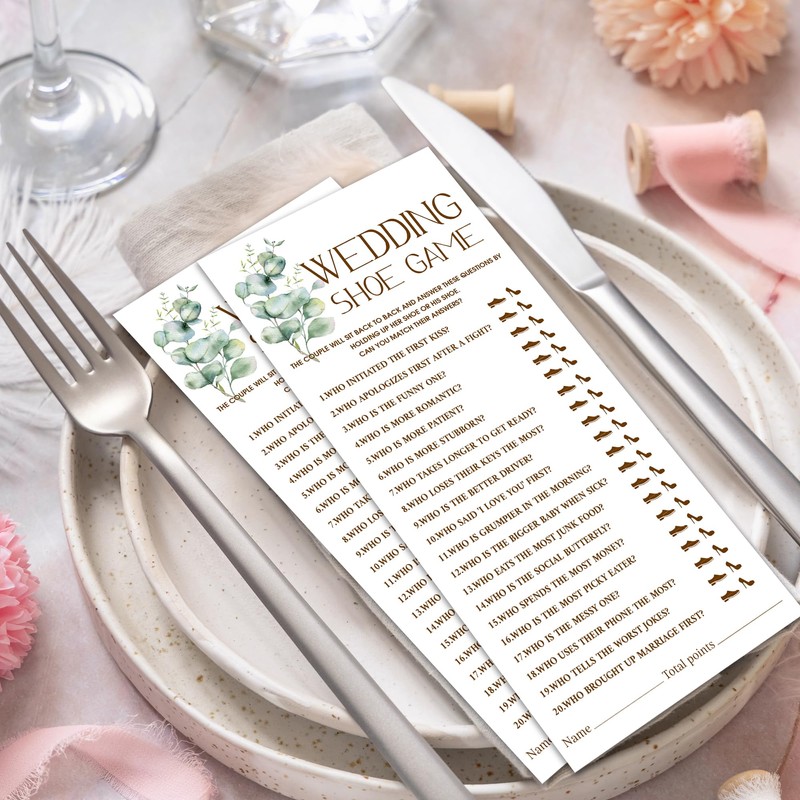 Minimalism Party Bridal Shower Games, Wedding Shoe Game, Botanical Eucalyptus