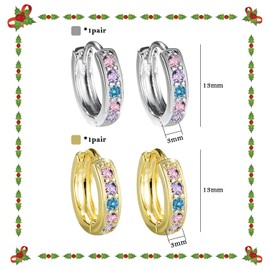 2 Pairs Of Colorful Zircon Earrings, Hoop Earrings For Women, Ele Earrings, Earrings For Women, Metal Earrings