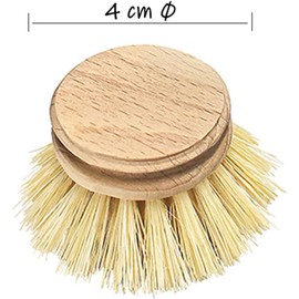 Washing Up Brush Heads, Set of 6 Wooden Brushes, Beech Wood, Certified Natural Fibre, Plant Bristles