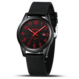 Mens Watches Analog Quartz Sports Unisex Watch 30M Waterproof Watches for Men Women Military Time Glowing Easy to Read Dial with Date Wrist Watches for Men Fashion Casual Designer Watch (Black Red11)