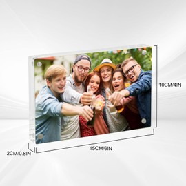 mumisuto 2 x Acrylic Picture Frames 10 x 15 cm, Magnetic Transparent Picture Frame, Clear Double-Sided Magnetic Picture Frame, Frameless Picture Holder, Photo Picture Frame for Office