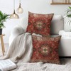 Kawani Aztec Red Bohemian Pillow Covers 18X18 Inch Ethnic Boho