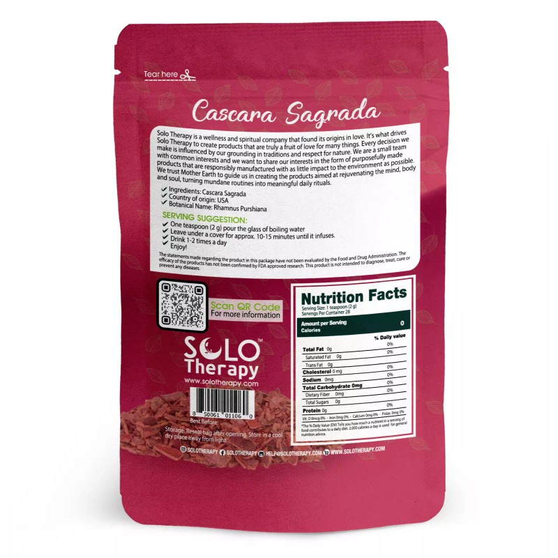 Solo Therapy Cascara Sagrada Bark Herb Tea Rhamnus Purshiana Herbal