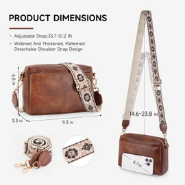 APHISON Small Crossbody Bags for Women, Triple Zip Vegan Leather Crossbody Cell Phone Purse Shoulder Handbags