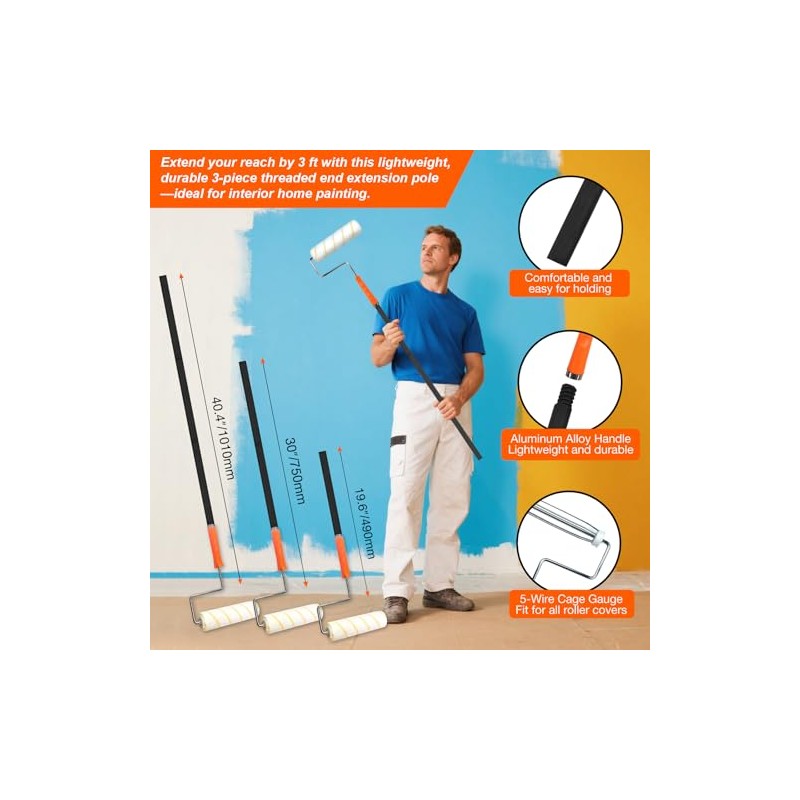 King Origin Paint Roller Kit with Extension Pole (3 ft),
