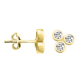 SOFIA MILANI - Women's Earrings 925 Silver - Gold Plated & with Zirconia Stones - Circle Stud Earring - E1461